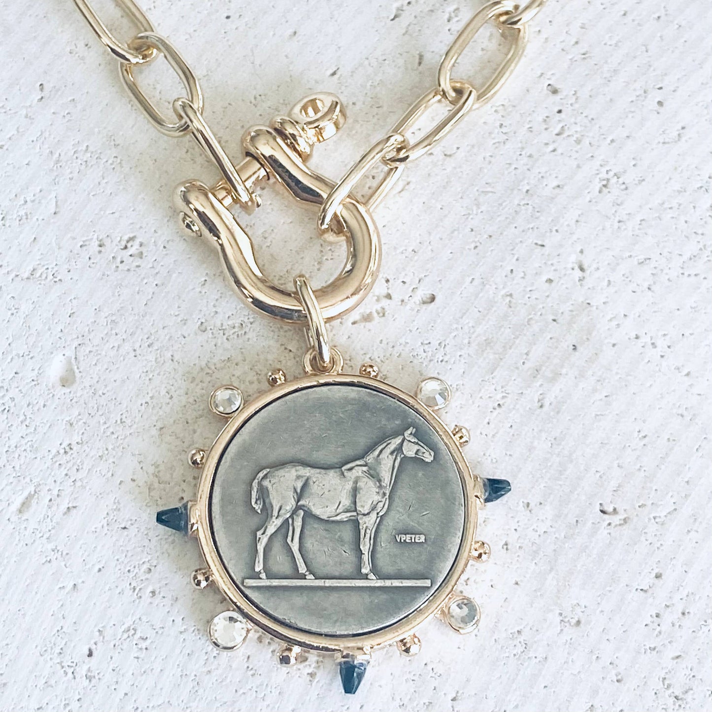 The Derby Horse coin shackle necklace  