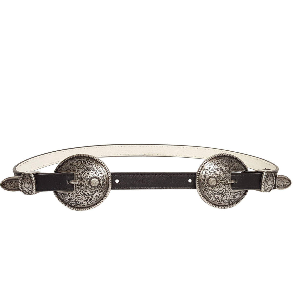 The Westcott Antique Silver Double Buckle Skinny Belt