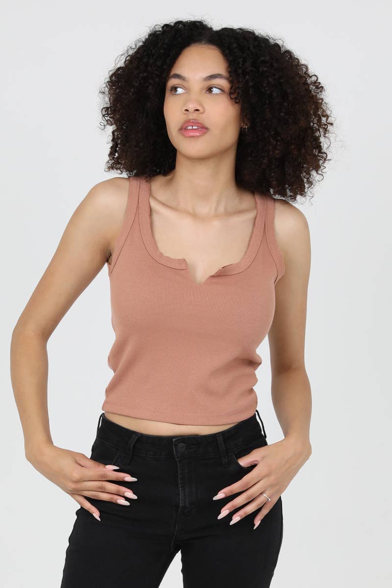 NOTCH NECK RIB TANK TOP