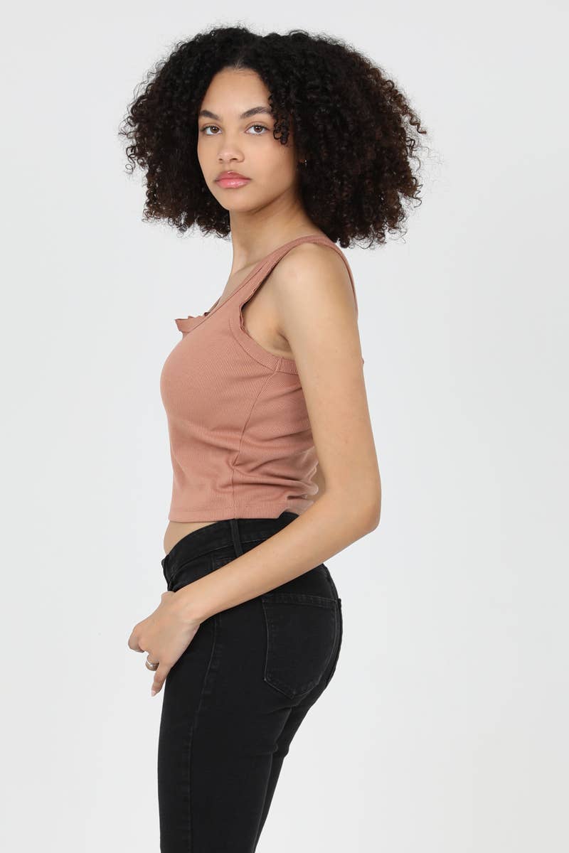 NOTCH NECK RIB TANK TOP
