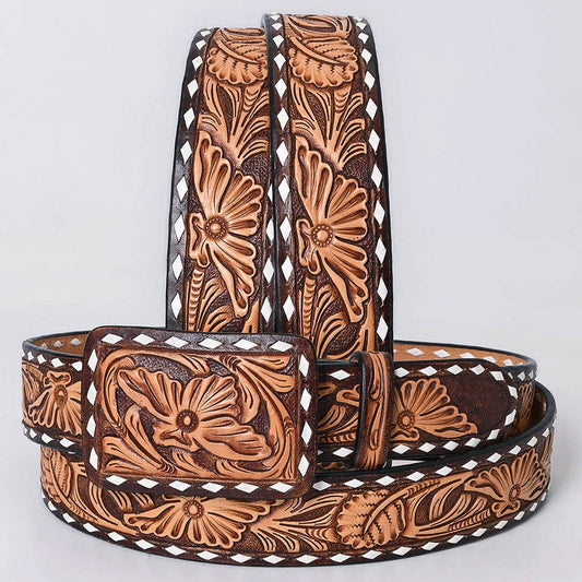 American Darling tooled belt with buck stitch