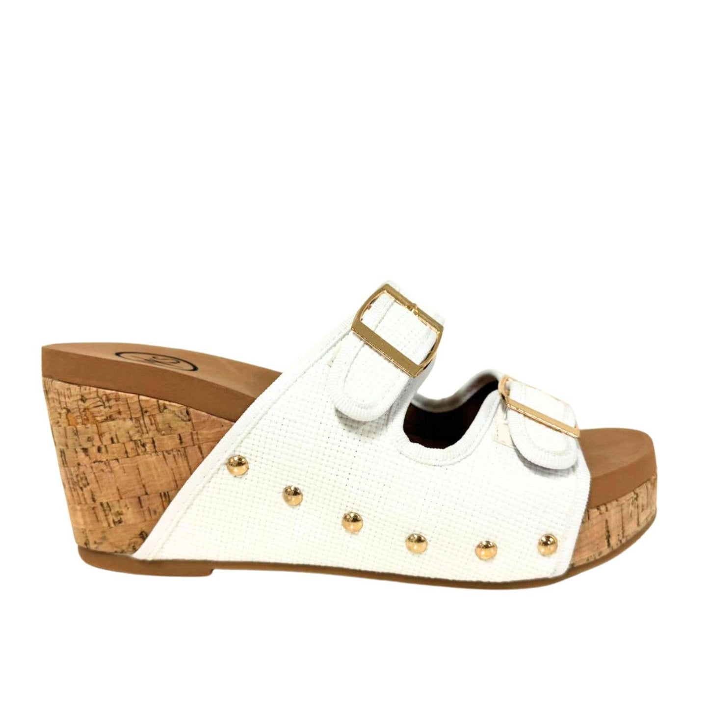 The Cabana Wedge- Raffia Double Buckle Slip On Cork Cushioned Platform