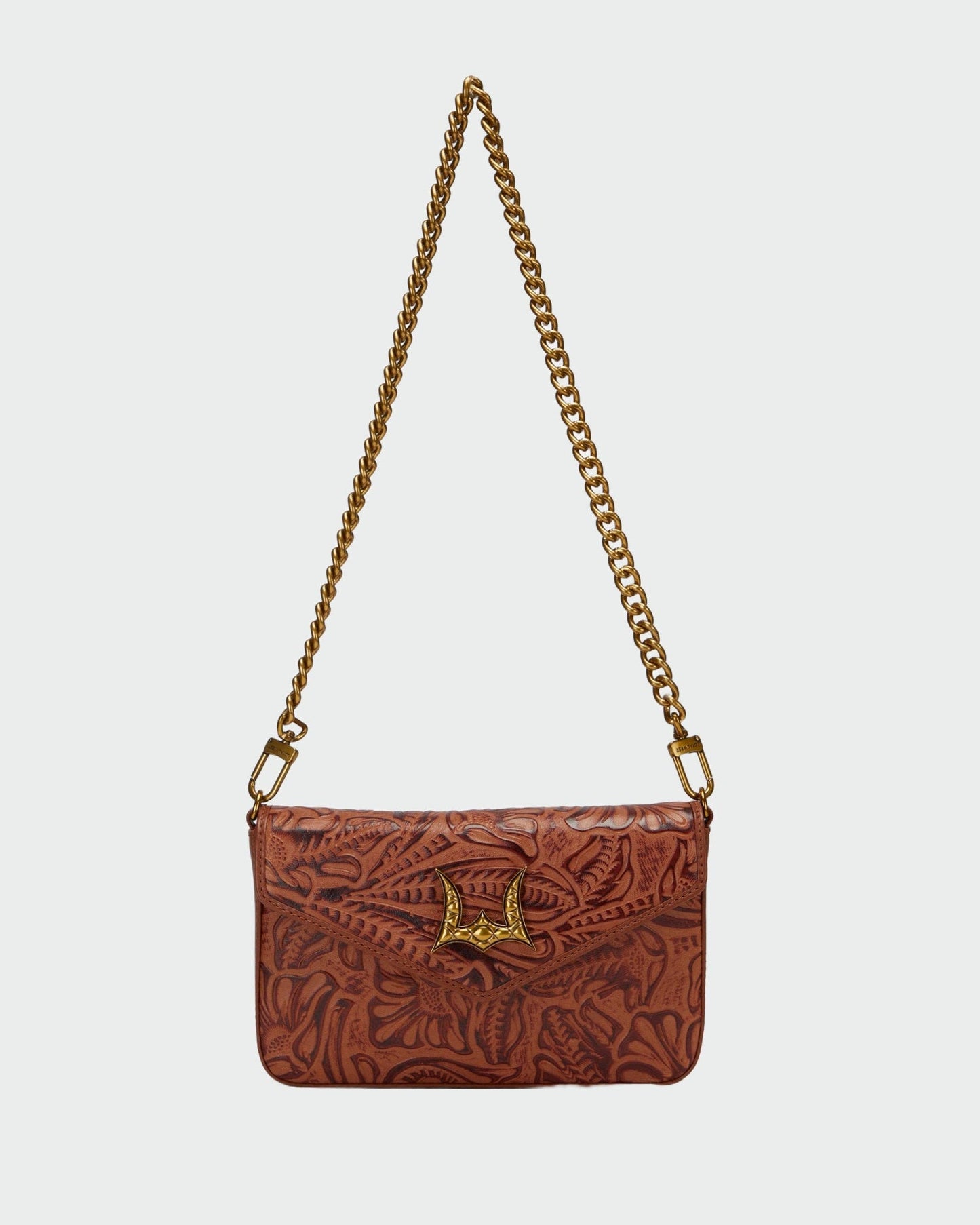 Loyal West On The Go Mini Chain Bag- In Brown & White Cowhide And Calfskin