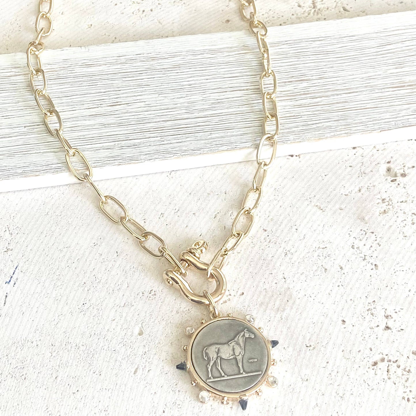 The Derby Horse coin shackle necklace  