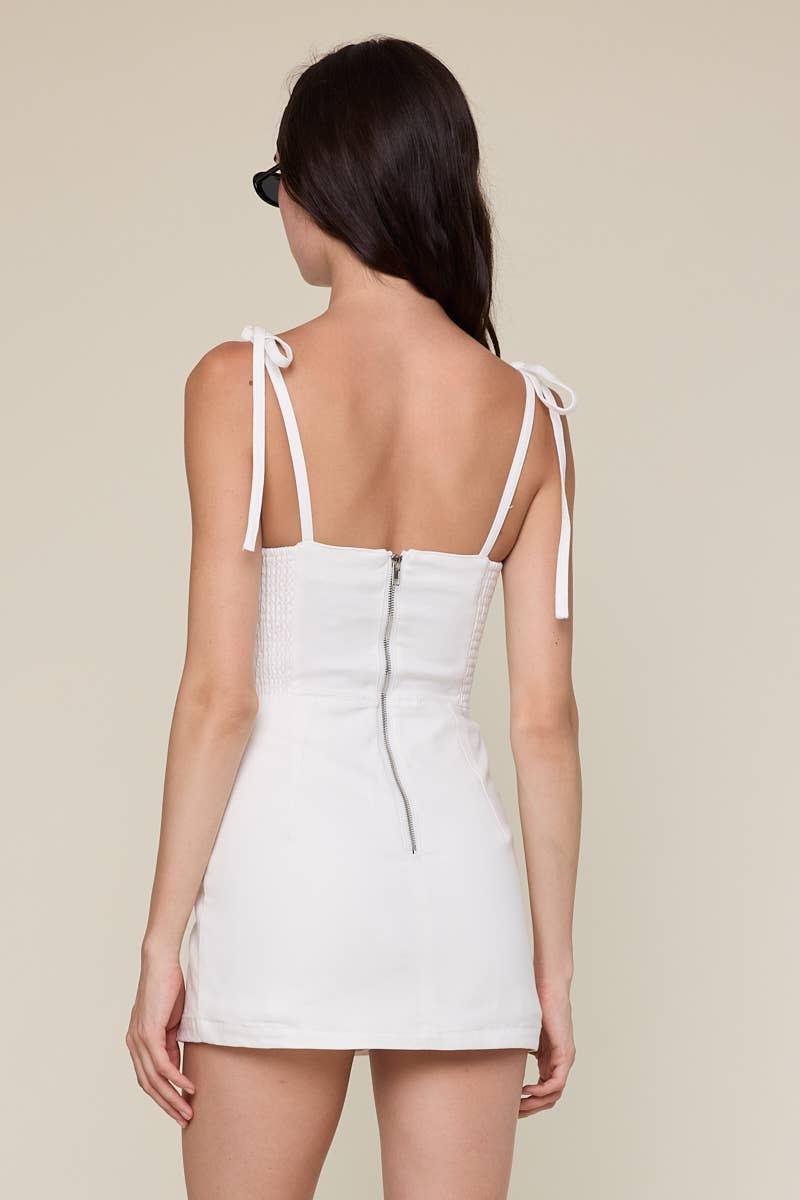 Little Palm Denim Romper Dress