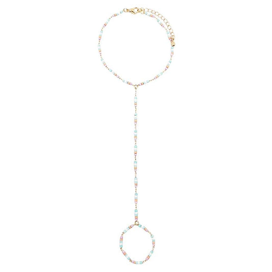 BEAD LINKED HAND CHAIN BRACELET