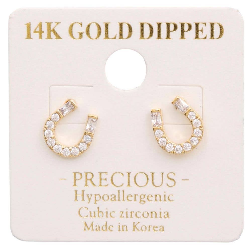 Horseshoe Stud Earring CZ