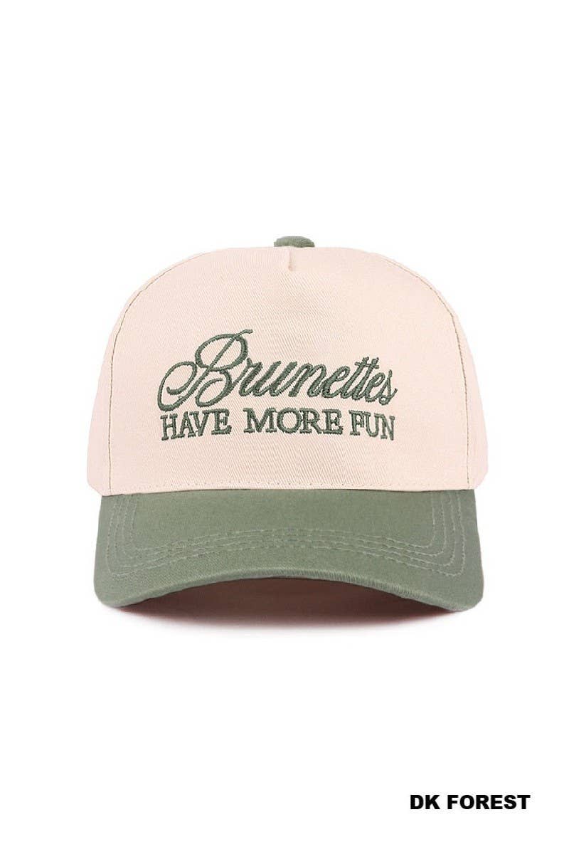 Brunettes Have More Fun Two-tone Canvas Cotton Cap