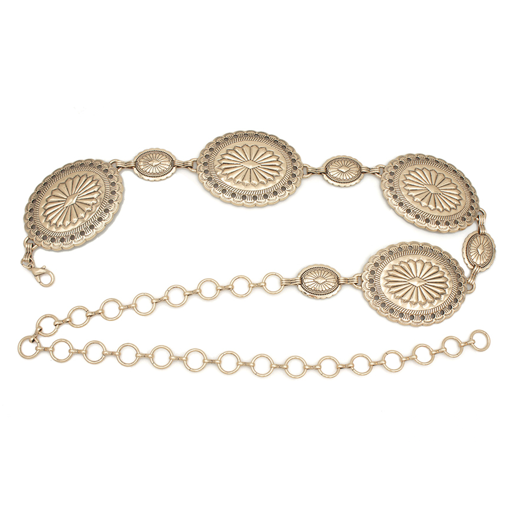 LACE EDGE OVAL CONCHO CHAIN BELT