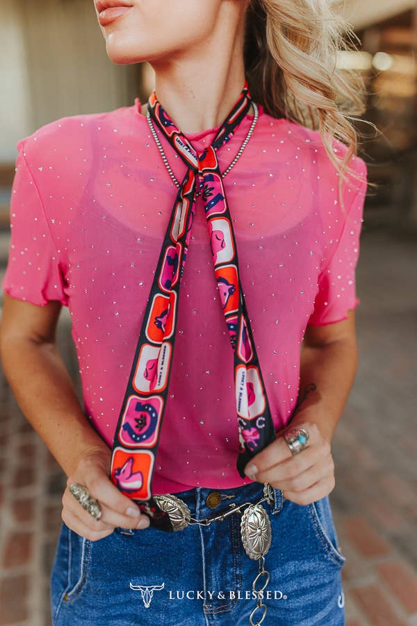 The Pendleton Pink & Black Western Twilly Scarf