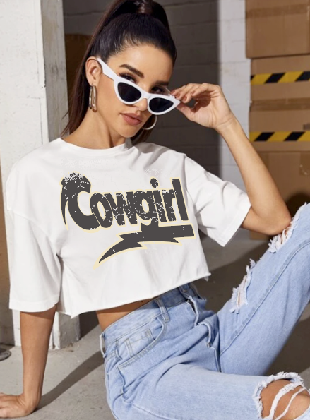 Cowgirl Rocks Vintage Relaxed Crop T-shirt