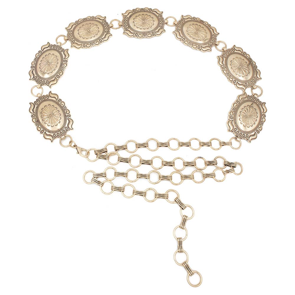 WESTERN FLOWER CONCHO BELT, ICH 84277PLUS