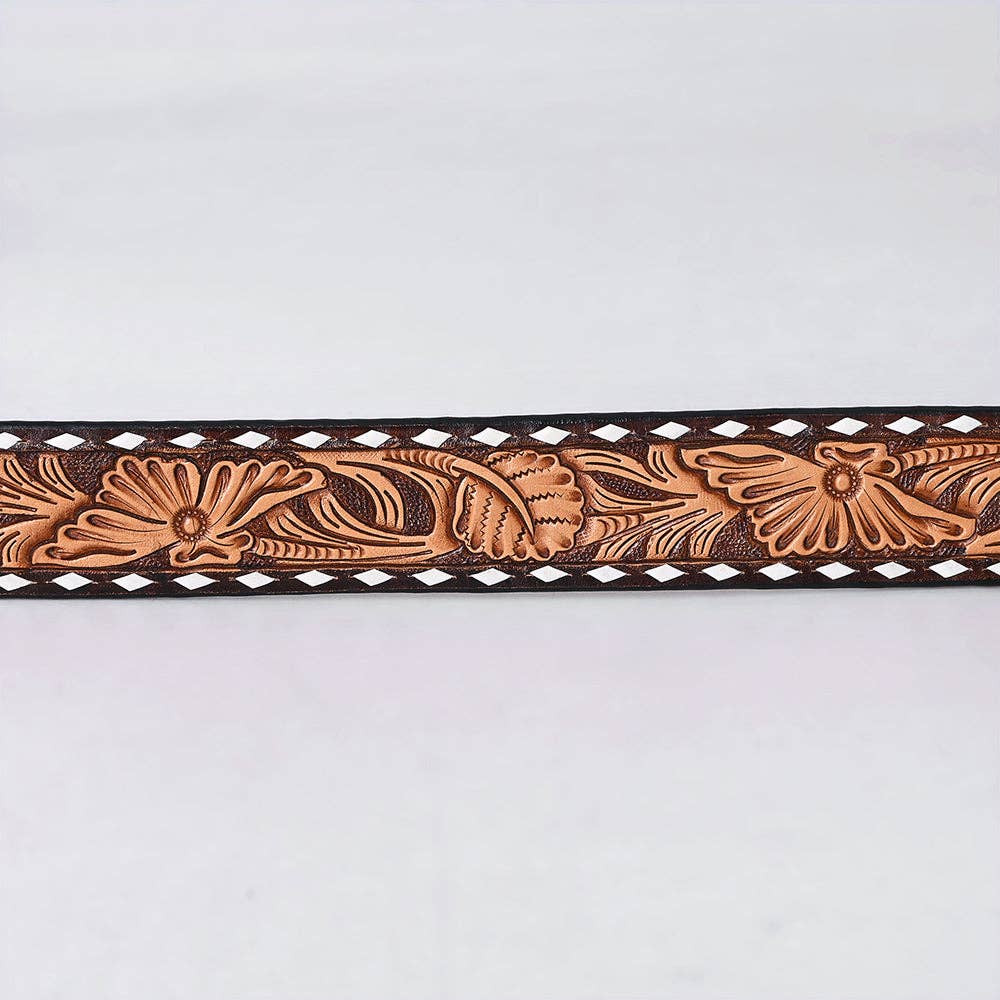 American Darling tooled belt with buck stitch