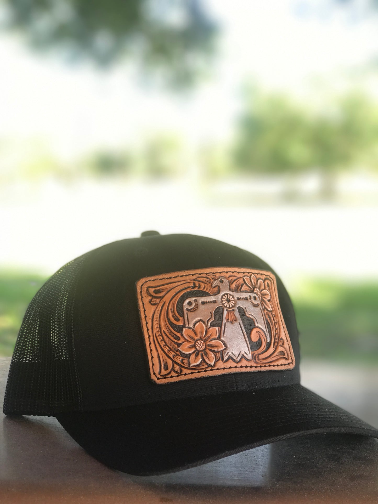 CUSTOM tooled hat patch. MADE RO ORDER