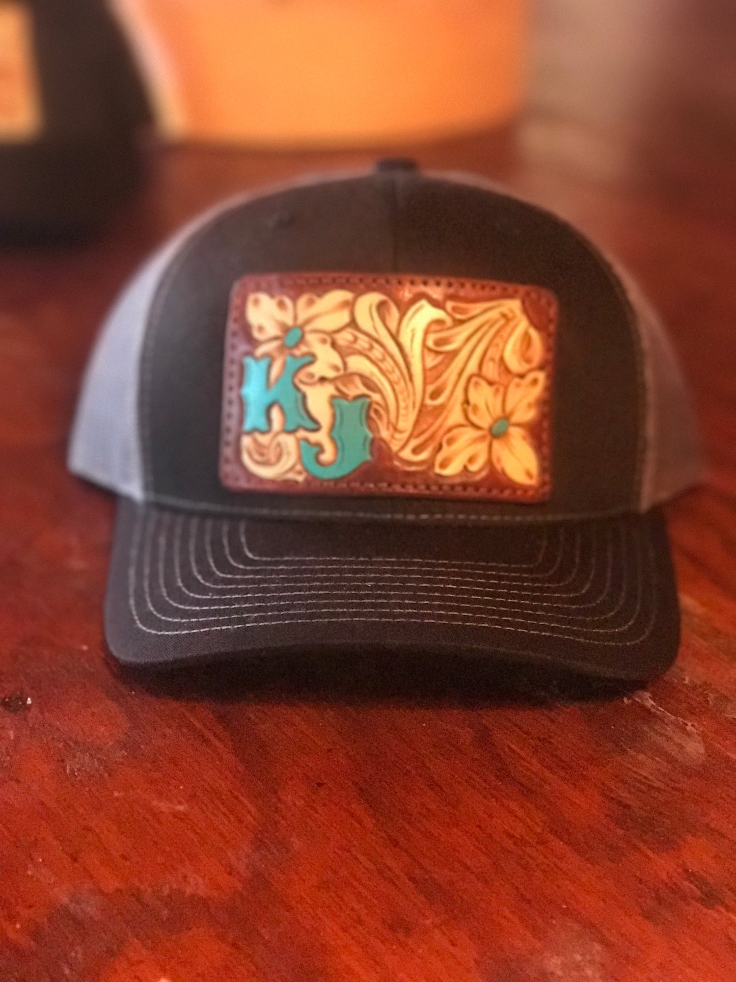 CUSTOM tooled hat patch. MADE RO ORDER