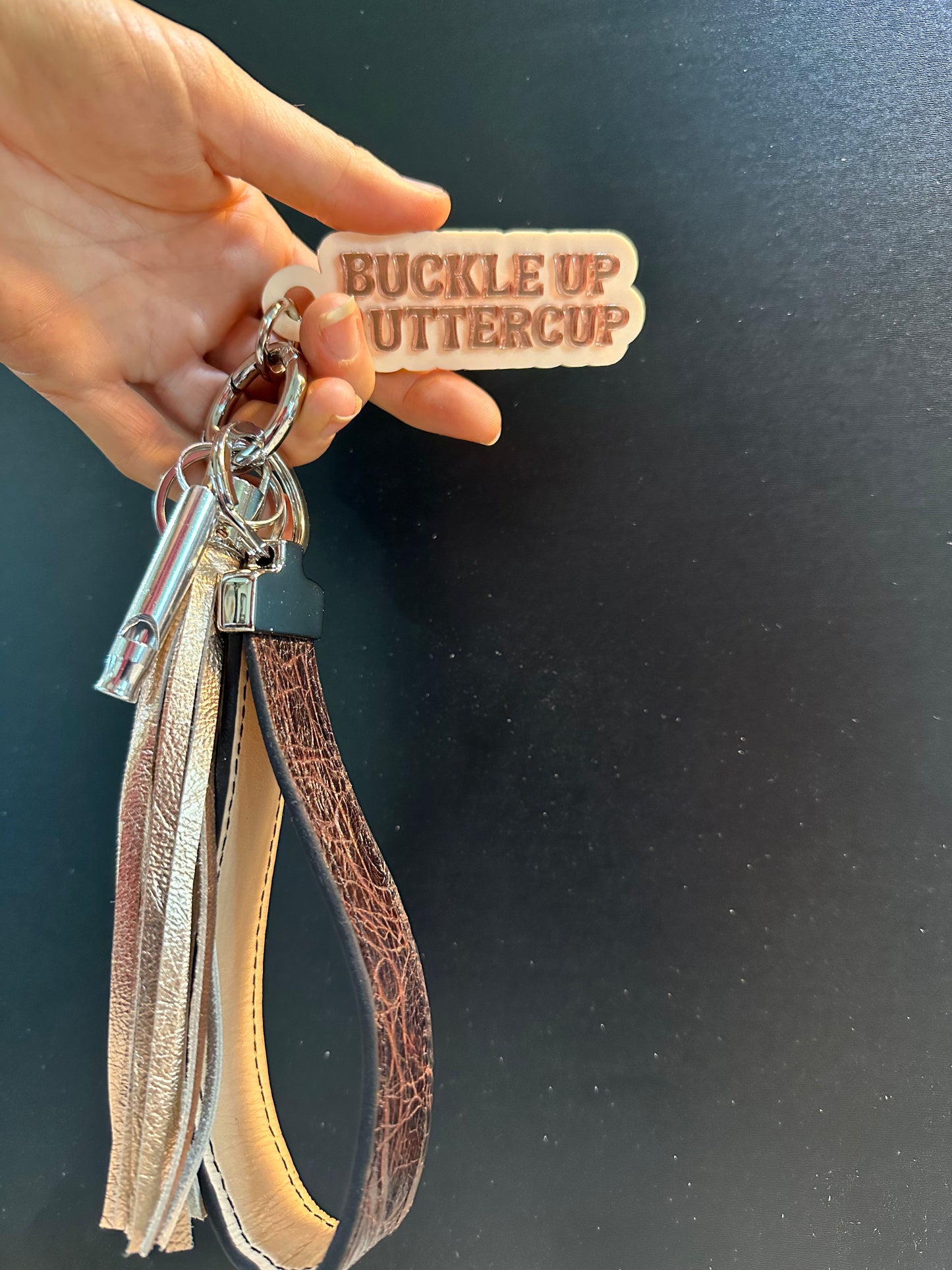 Buckle up buttercup self defense keychain